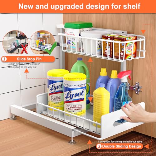 White 2 Tier Pull Out Under Sink Organizer A237959