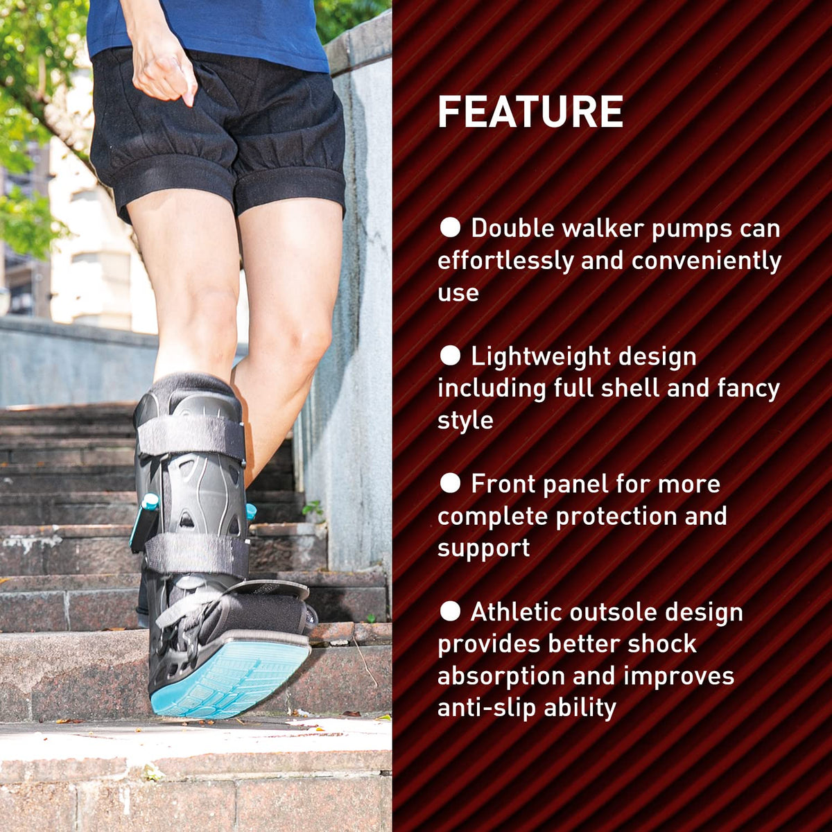 Walker Boot with Dual Pumps, Universal Fit R4606