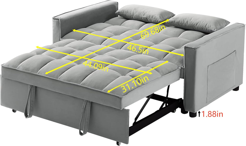 Gray Full Pull Out Sofa Bed with Pillows B839424