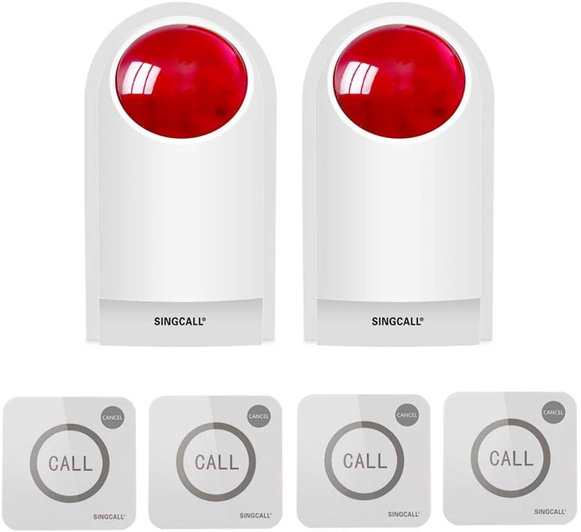 SOS Alert System with 1 Red Flashing Siren and 4 Panic Buttons H54534