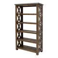 Open Wood Bookcase Shelving Brown Concrete Top E993
