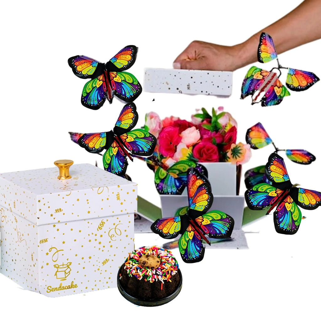 White & Gold Foil Cake & Flowers Gift Box C426844