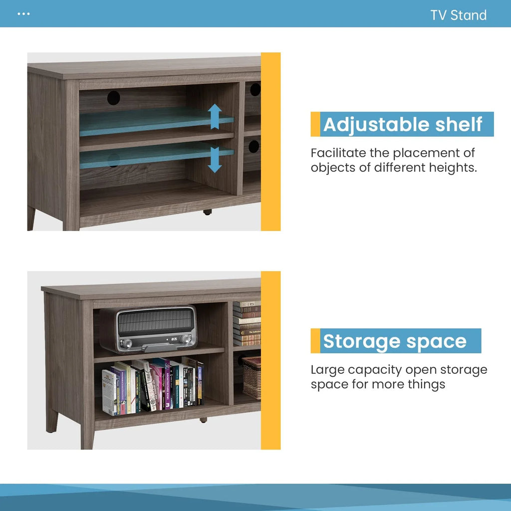 58'' Wood TV Stand with 4-Shelf Storage Y718