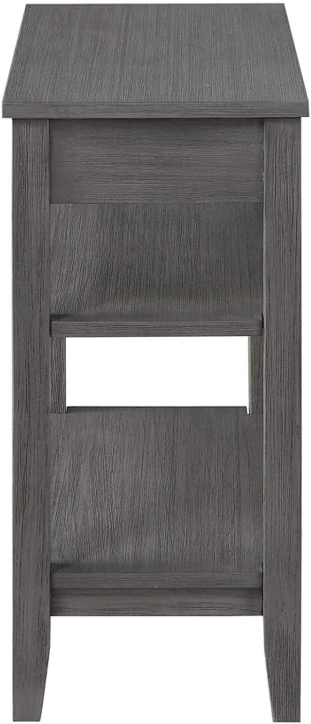 Three Tier End Table with Drawer, Dark Gray I467