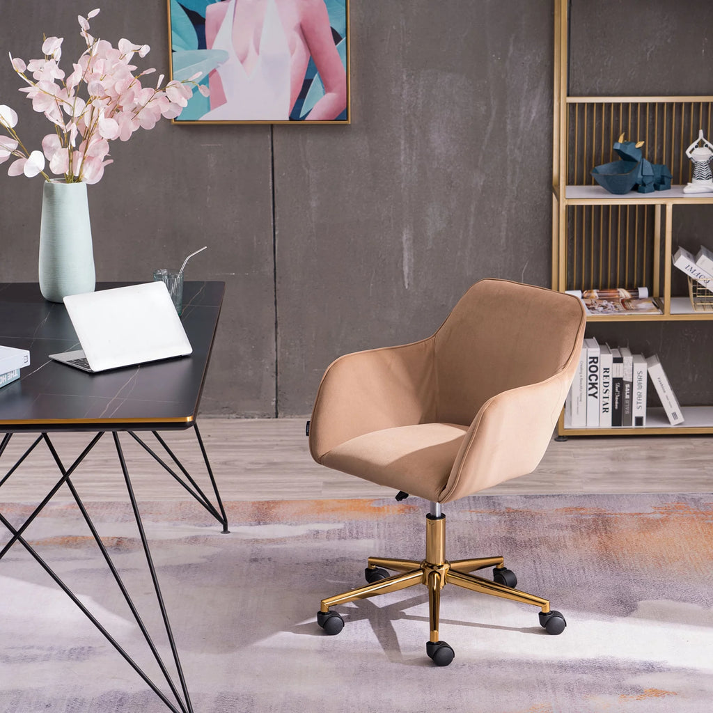 Velvet Adjustable Height Office Chair with Metal Legs and Wheels W620
