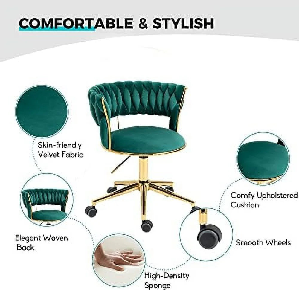 Velvet Swivel Office Chair with Gold Base Q805771