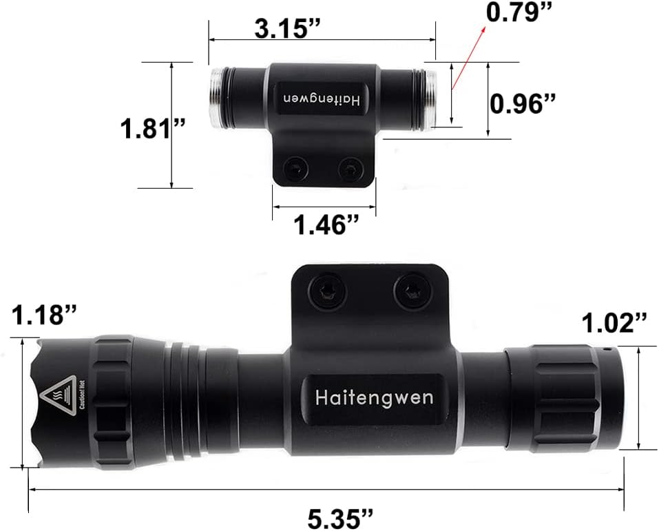 Green 540nm Rail Mounted Predator Flashlight, Rechargeable 18650, Pack of 2 K598902