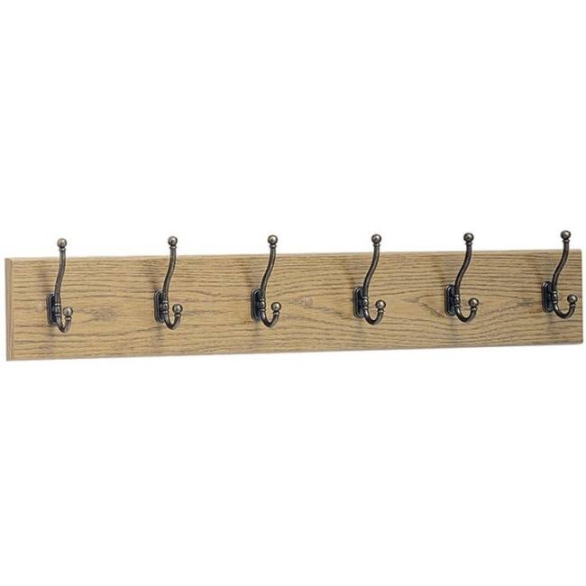 Wall Rack Six Double Hooks Wood Medium Oak K5907