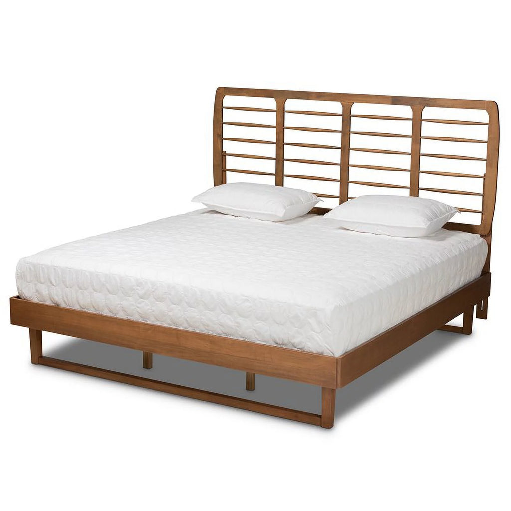 Brown Finished Wood King Size Platform Bed E48800