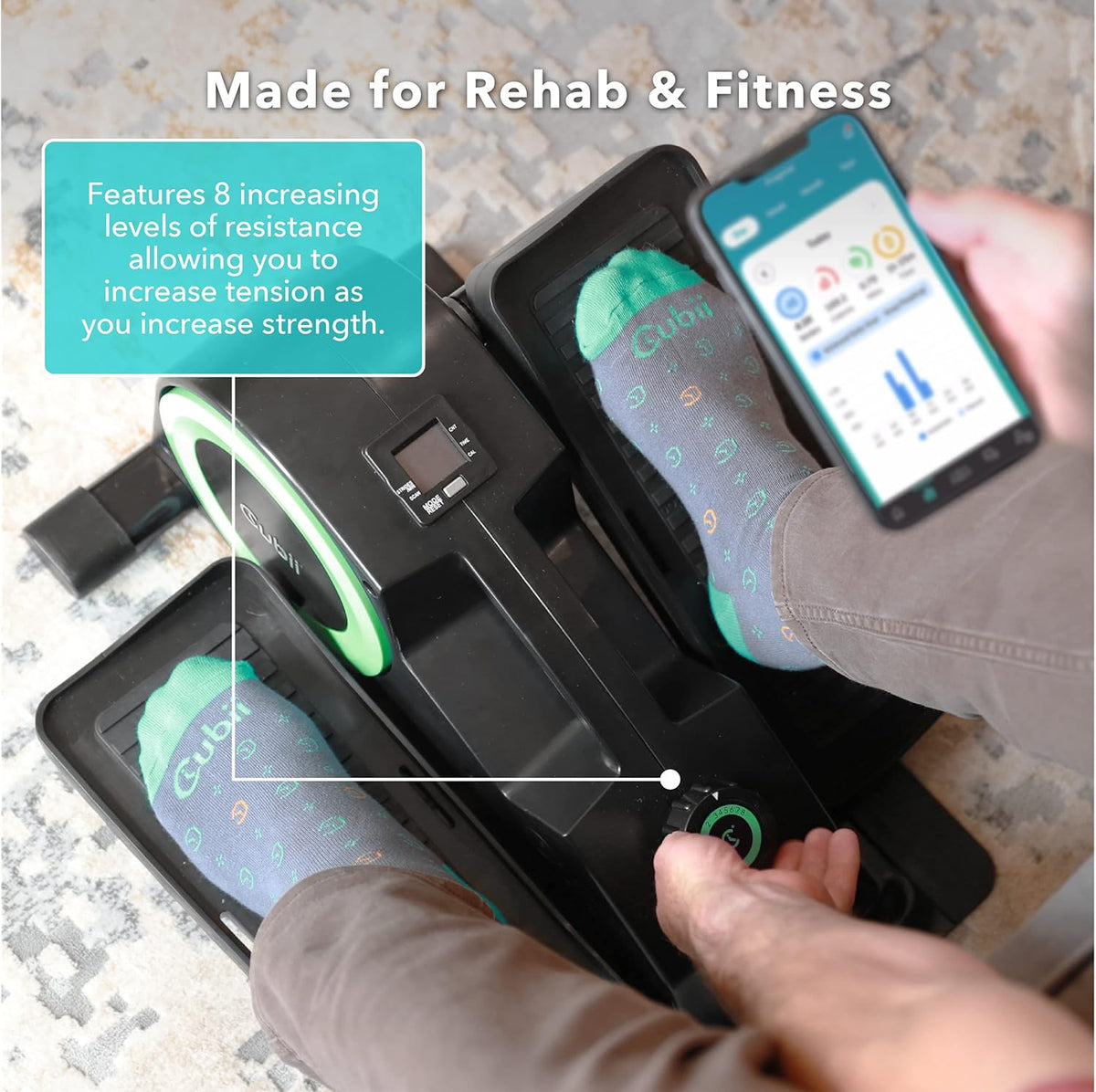 Under Desk Elliptical with Adjustable Resistance and Foot Straps S377810