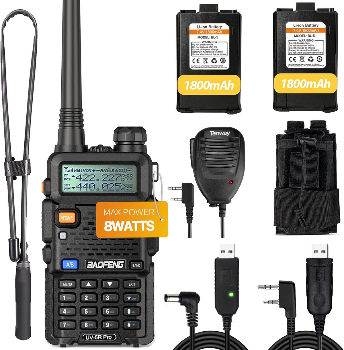 8W Ham Radio with Battery and Antenna U3055