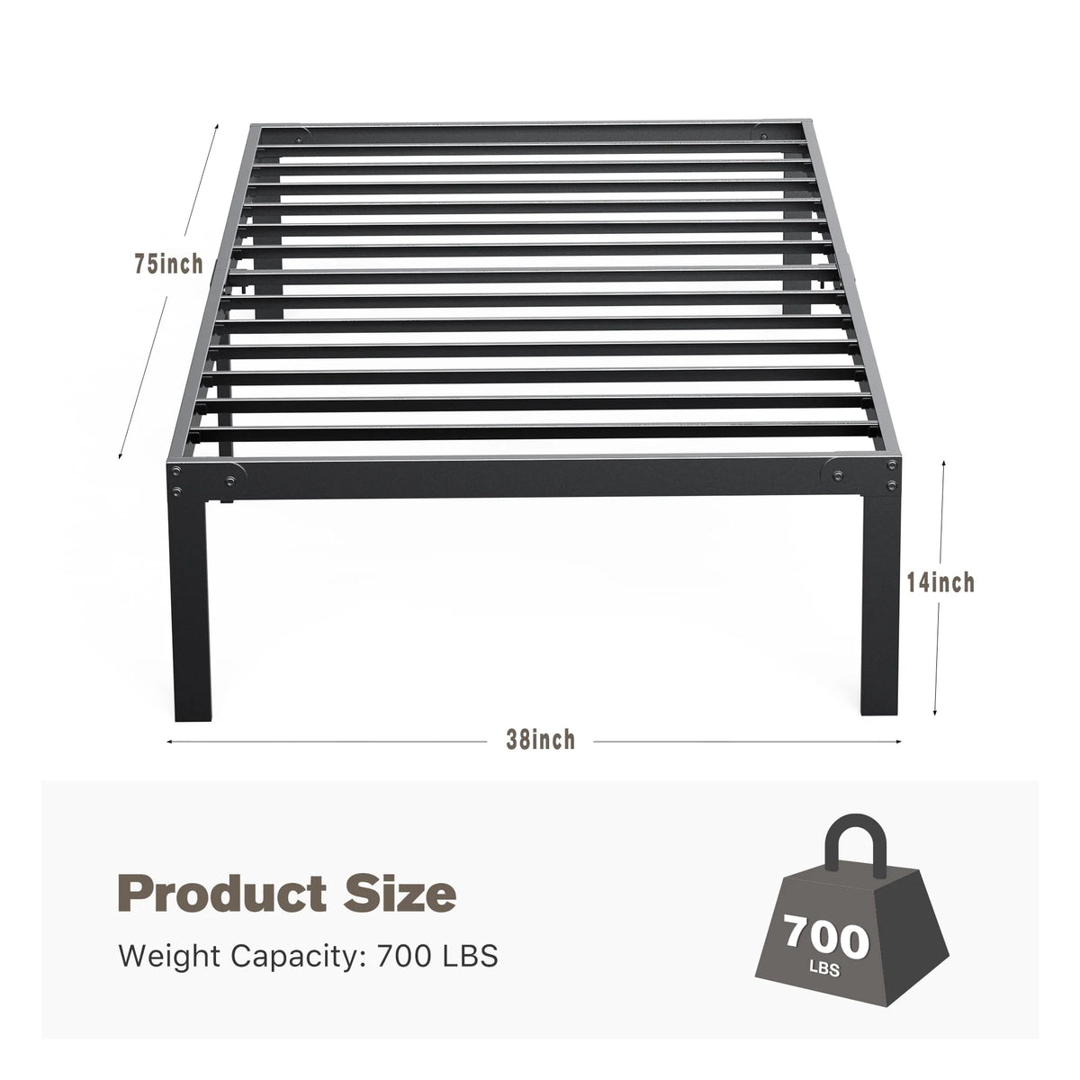 Full Size Heavy Duty Platform Bed Frame with Underbed Storage S3078