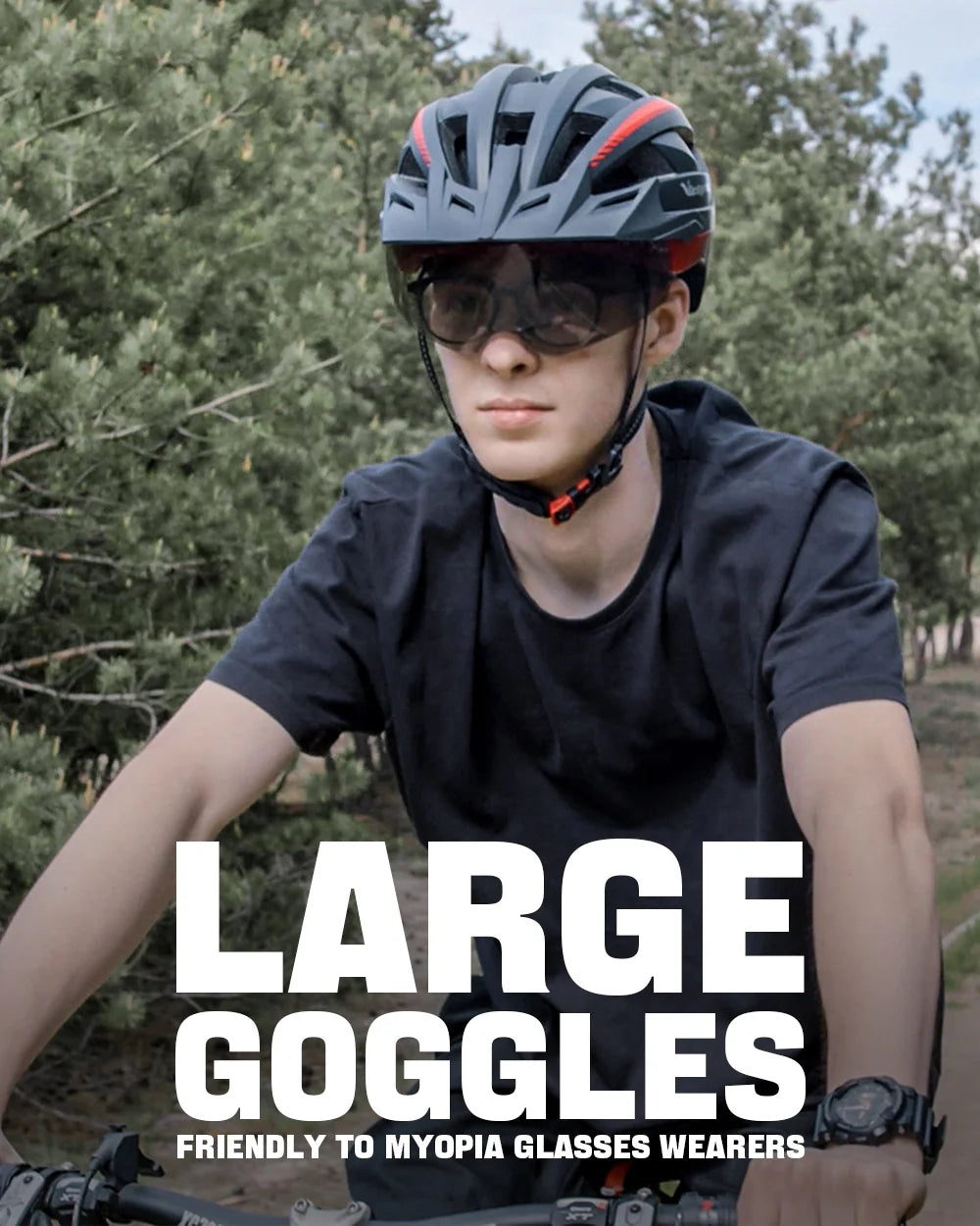 Bike Helmet with Visor and Goggles USB Rechargeable Light U80112