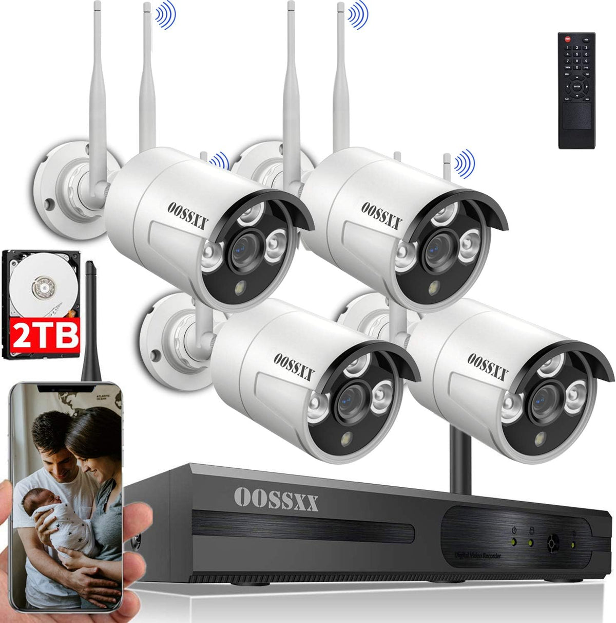 3K 5.0MP Wireless Security Camera System with 2TB Hard Drive C8717