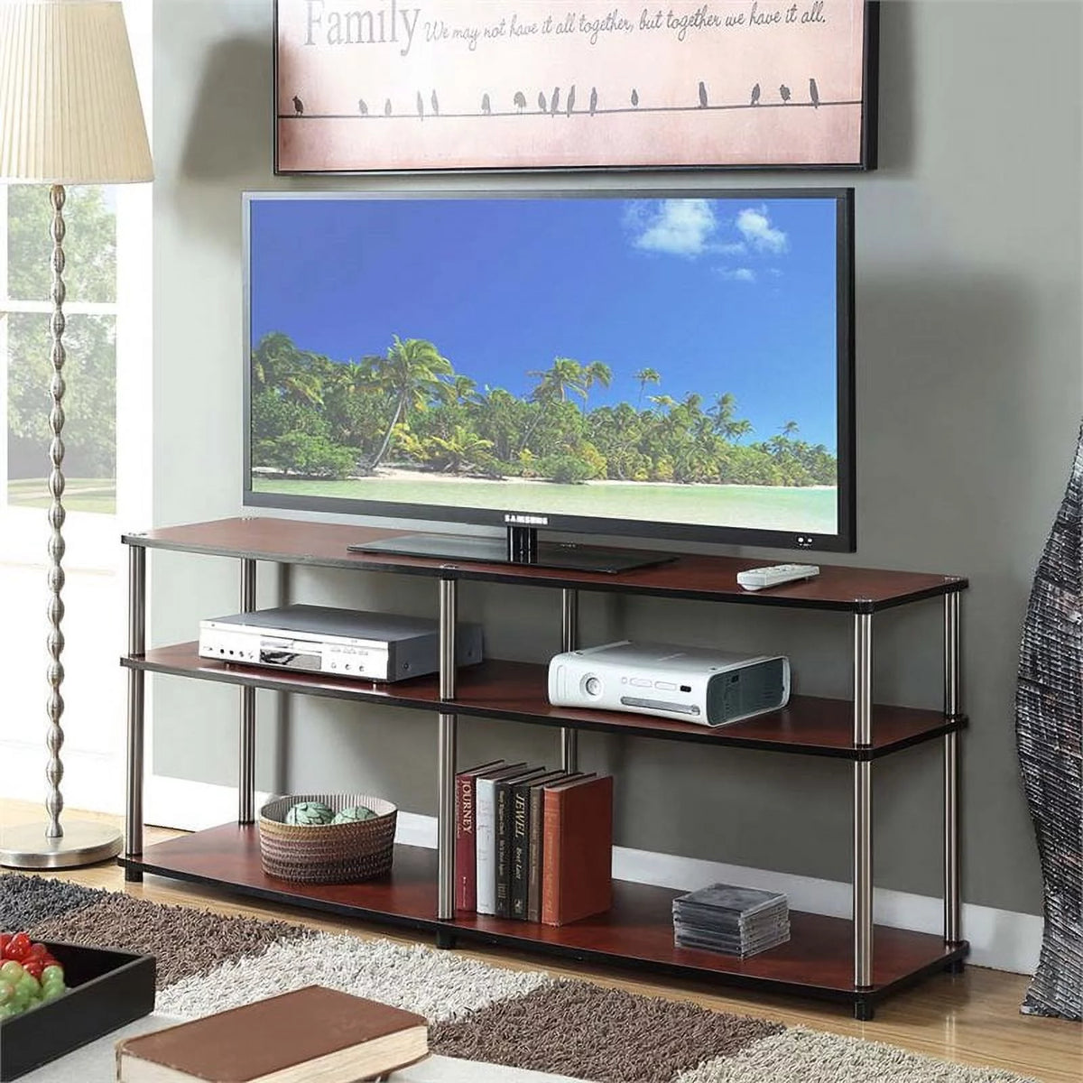 60" 3 Tier Cherry TV Stand Y44882
