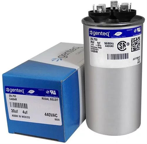 30/4 uF MFD 440 VAC Dual Round Replacement Capacitor L8331