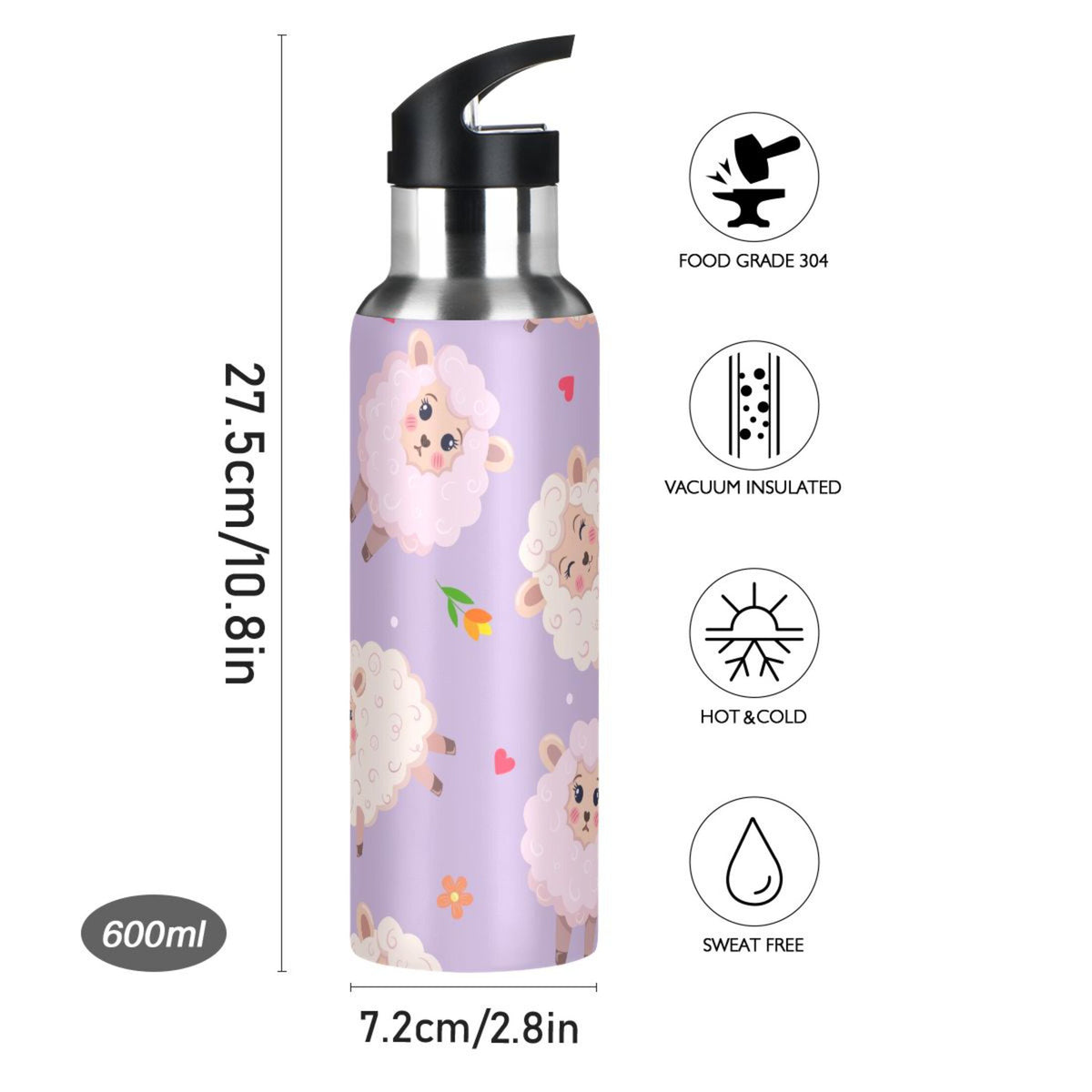 Stainless Steel Insulated Water Bottle with Straw Lid P831069