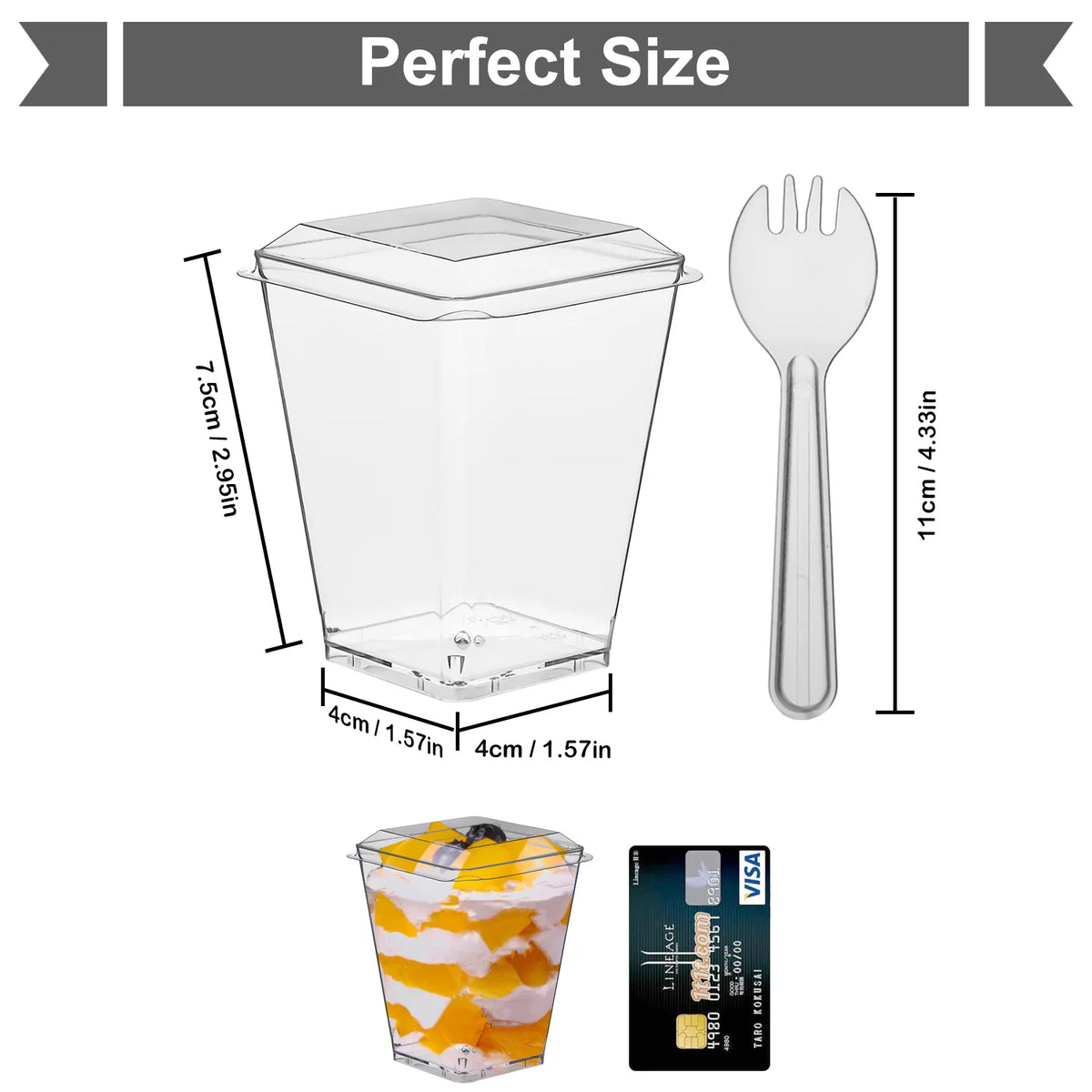 100 Pack 5.4oz Clear Dessert Cups with Lids and Spoons I3058