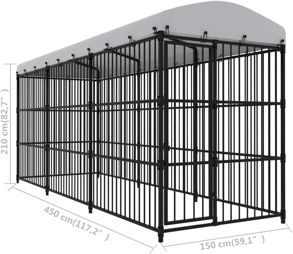 Outdoor Dog Kennel with Roof J76138
