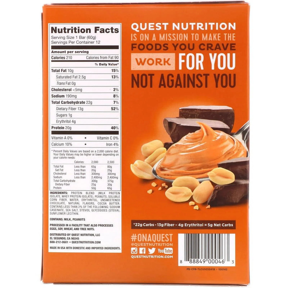 Chocolate Peanut Butter Protein Bar 2.12 oz 12 Bars B183