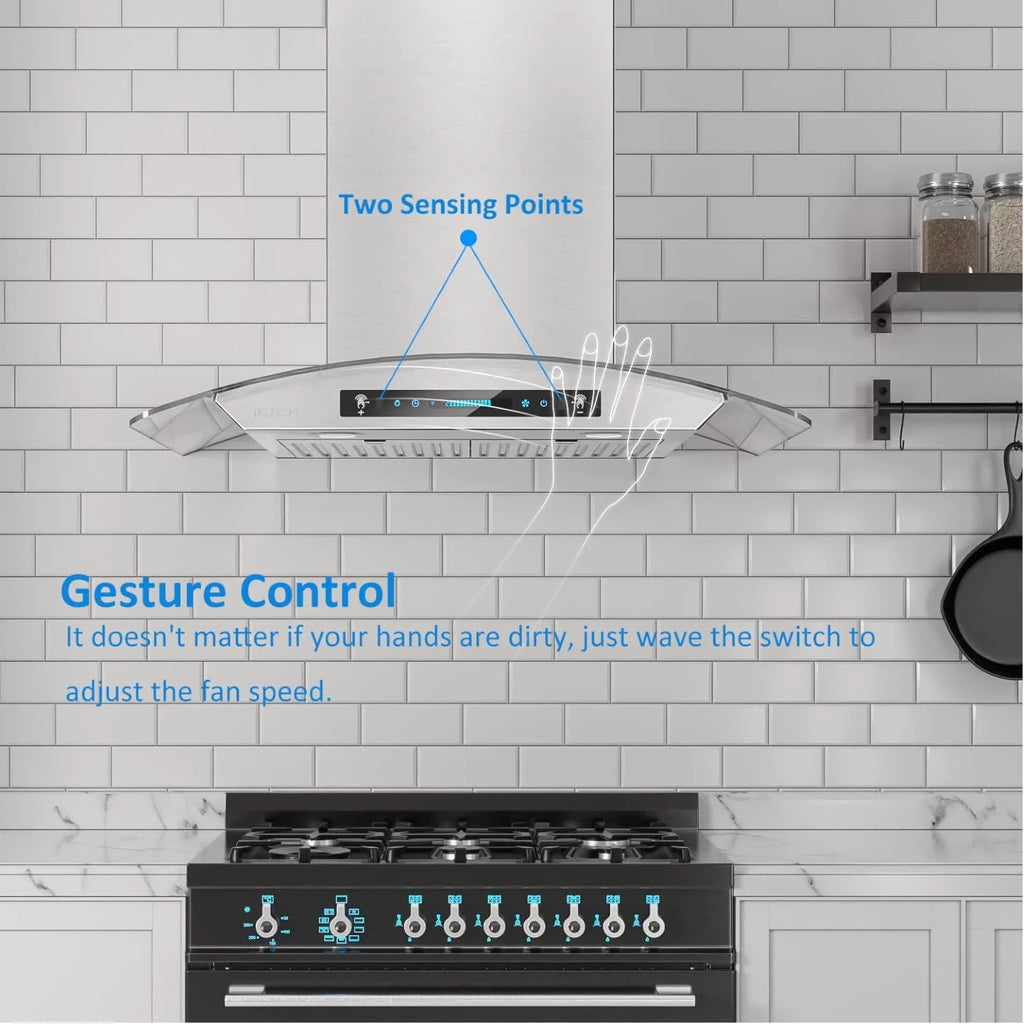 30 Inch Wall Mount Tempered Glass Range Hood U240564