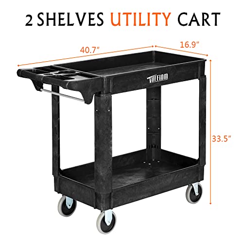 Plastic 2-Tier Utility Cart with Deep Shelves A20489