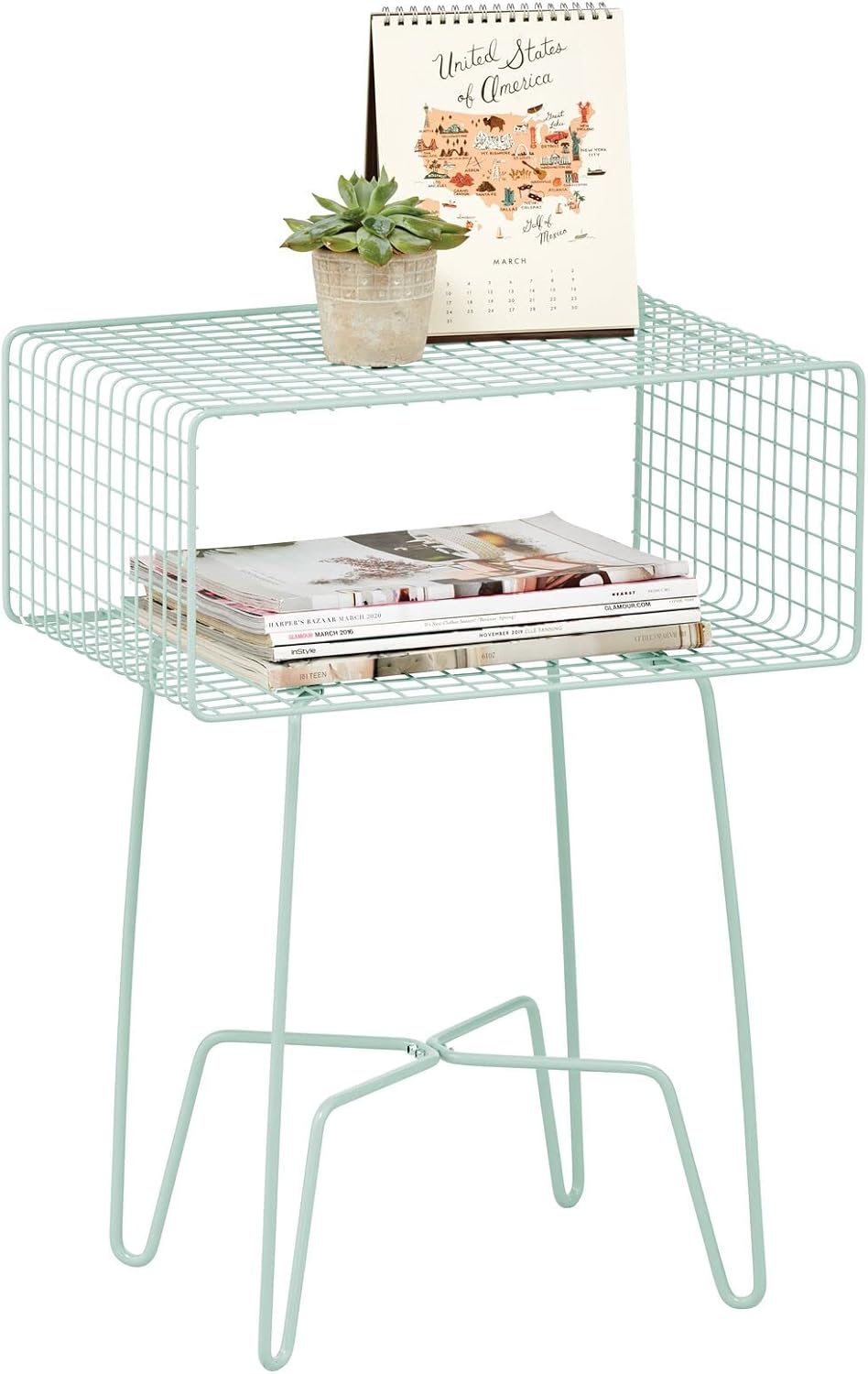 Chrome 2-Tier Metal Side Table with Storage Shelf G1409