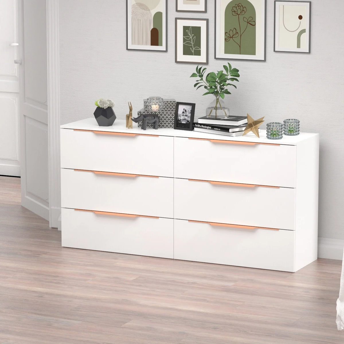 White 6-Drawer Double Dresser K91918