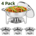 5Qt 4 Packs Stainless Steel Chafing Dish Set with Glass Lid E27190