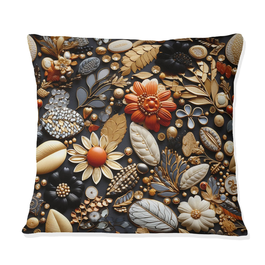 Black Boho Printed Throw Pillow B32413