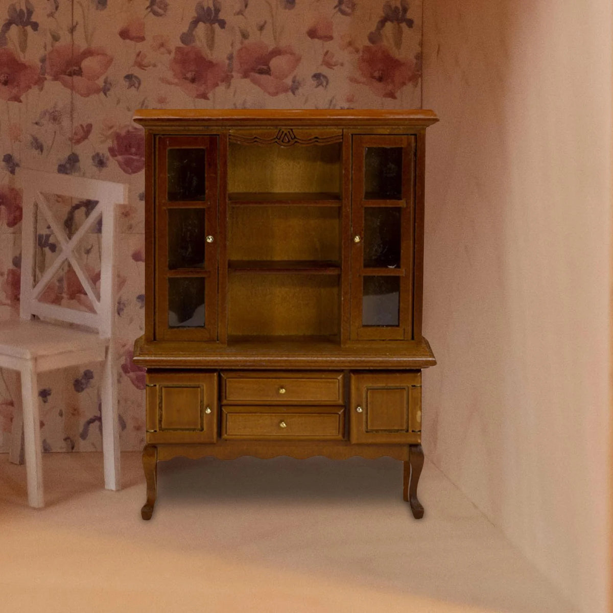 Walnut Miniature Bookcase Cabinet O9110