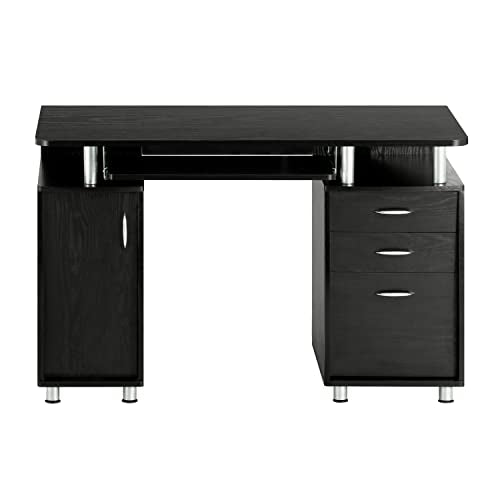 Espresso Writing Desk with Drawers & File Cabinet B20893