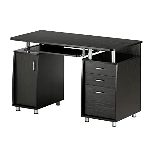 Espresso Writing Desk with Drawers & File Cabinet B20893
