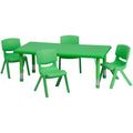 Green Plastic Height Adjustable Activity Table Set with 4 Chairs Y613