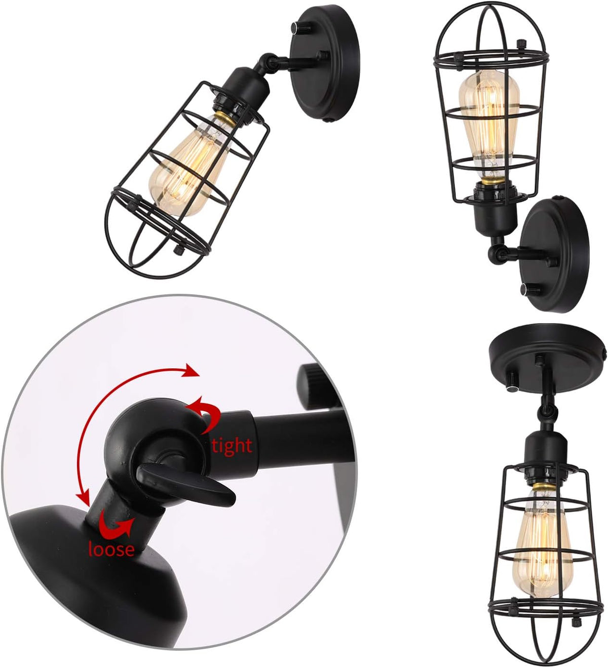 Wire Cage Wall Sconce Plug-in Wall Light Set of 2 W3815