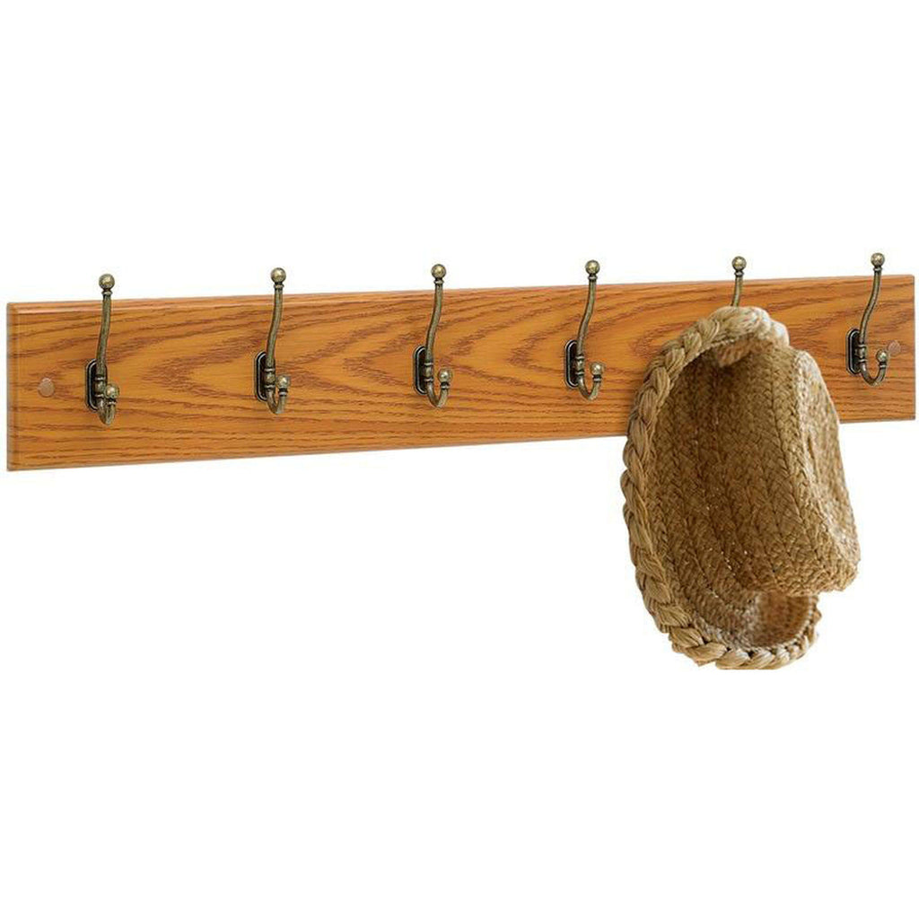 Wall Rack Six Double Hooks Wood Medium Oak K5907