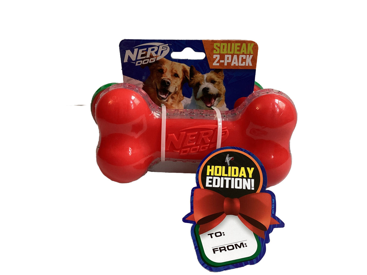 2-Pack Squeak Dog Toy Red/Green Q437