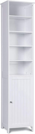 White Wooden Cabinet with Door and 5 Adjustable Shelves S6910