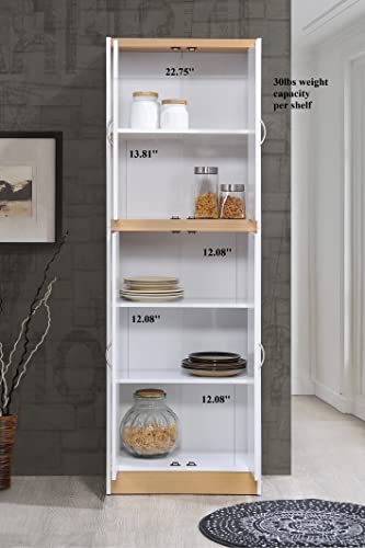 4 Door Kitchen Pantry with Four Shelves, Chocolate E848