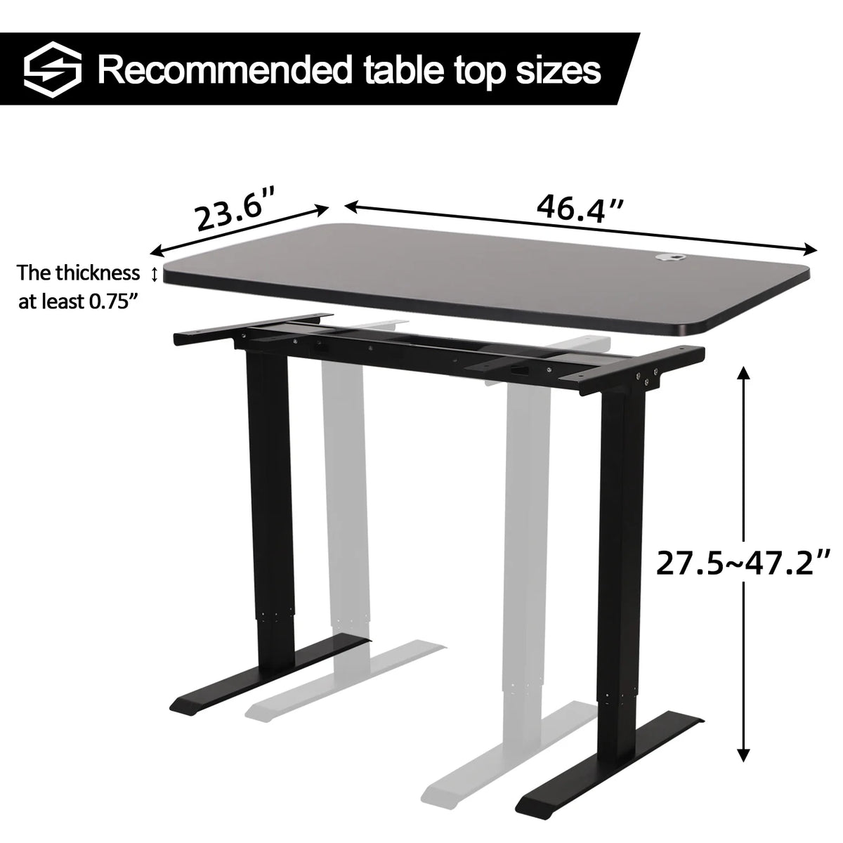 Black Electric Standing Desk Converter with 46 in. Top H109933