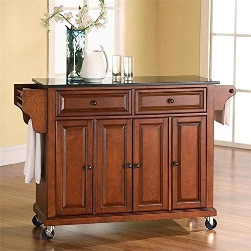 Solid Black Granite Top Kitchen Cart L31281