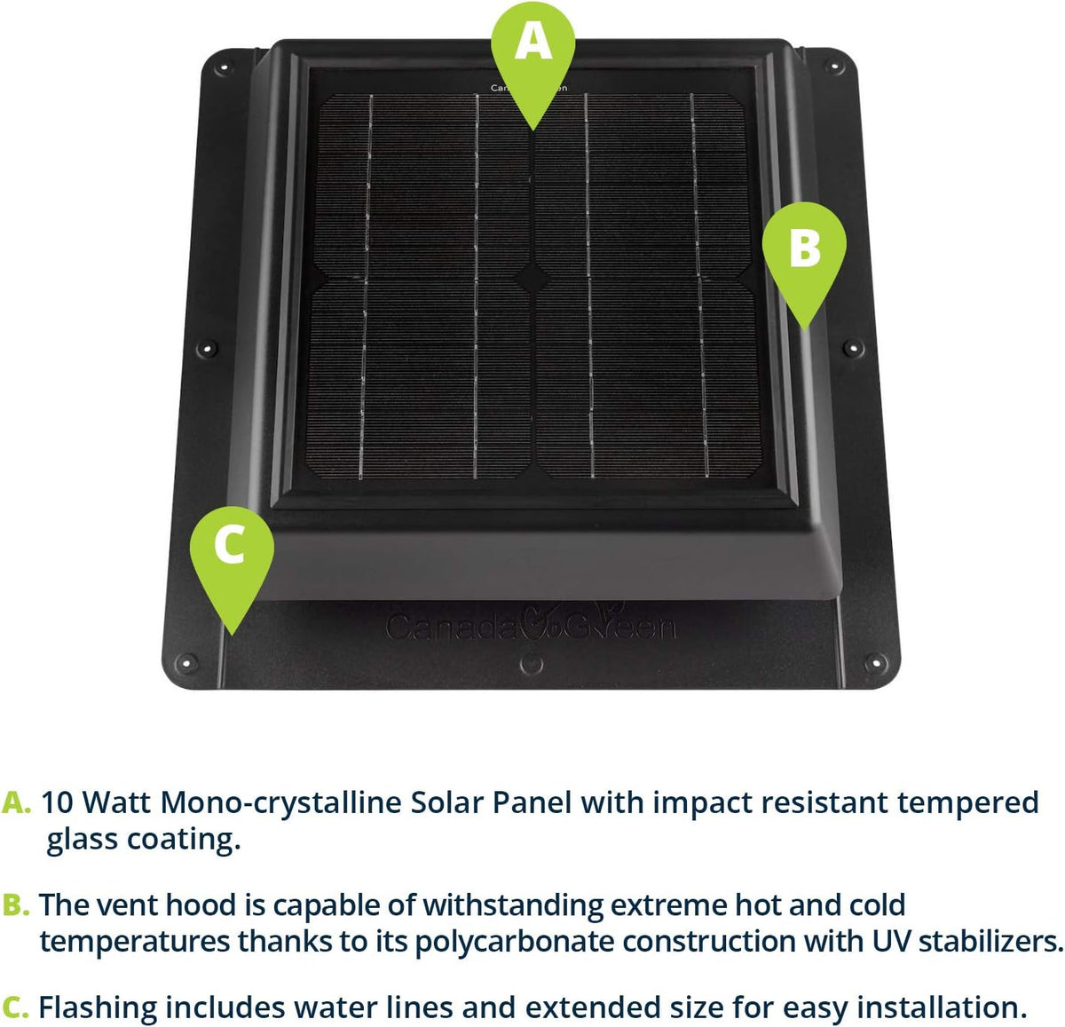 Solar Powered Polycarbonate Vent 400 CFM Pack of 2 I45704