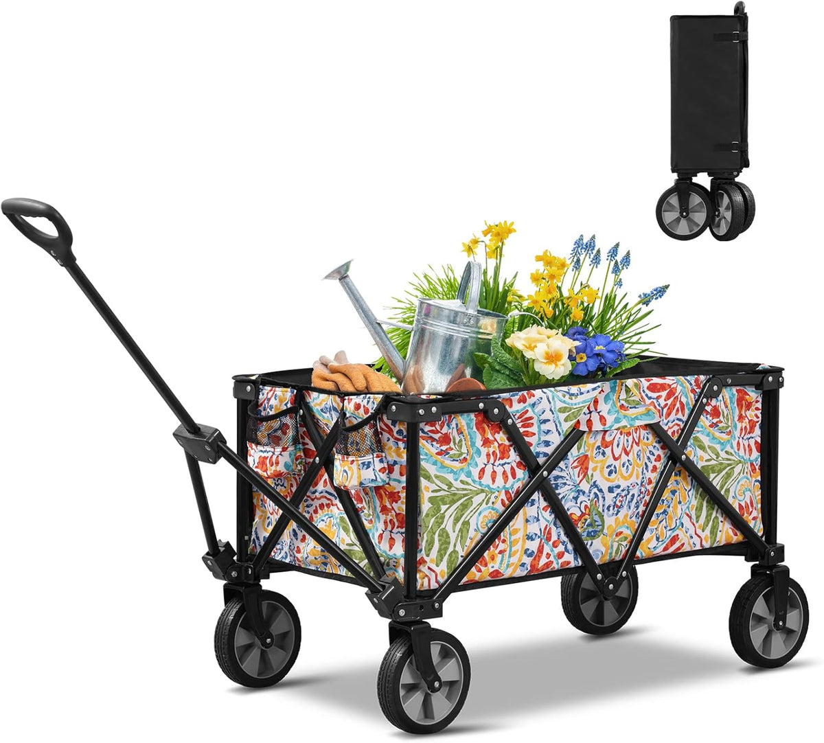 Blue Collapsible Folding Utility Wagon Cart with Wheels I7920