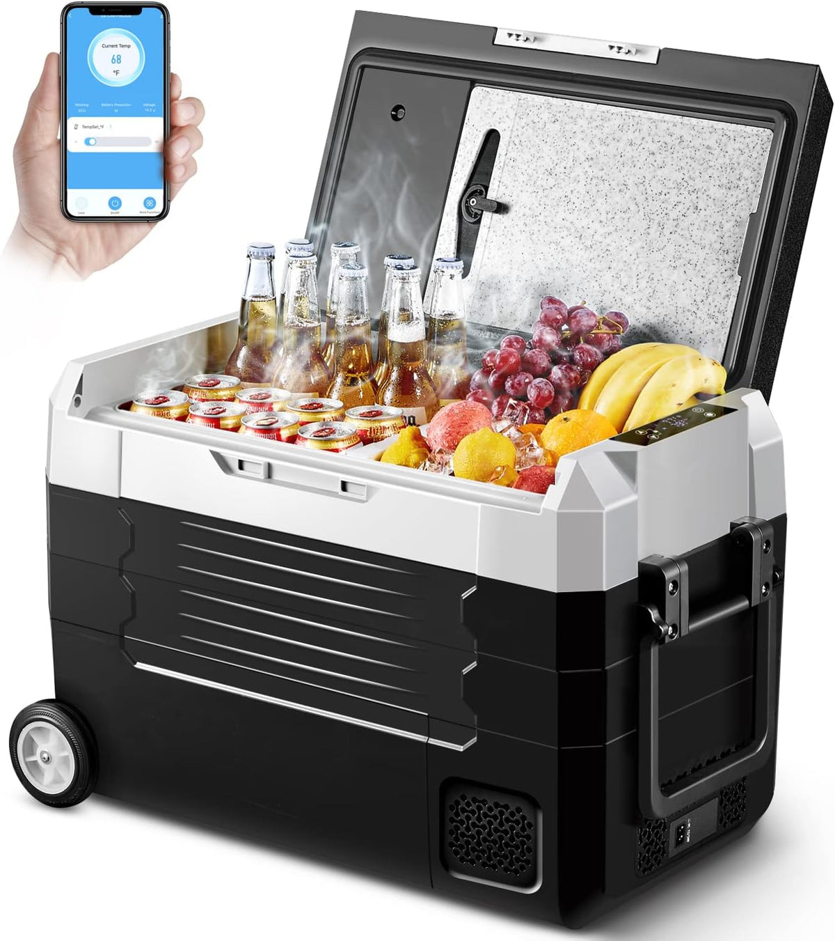 Portable Car Refrigerator 12 Volt 48 Quart Dual Zone Compressor Cooler P802