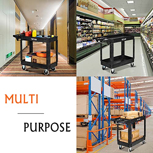 Plastic 2-Tier Utility Cart with Deep Shelves A20489