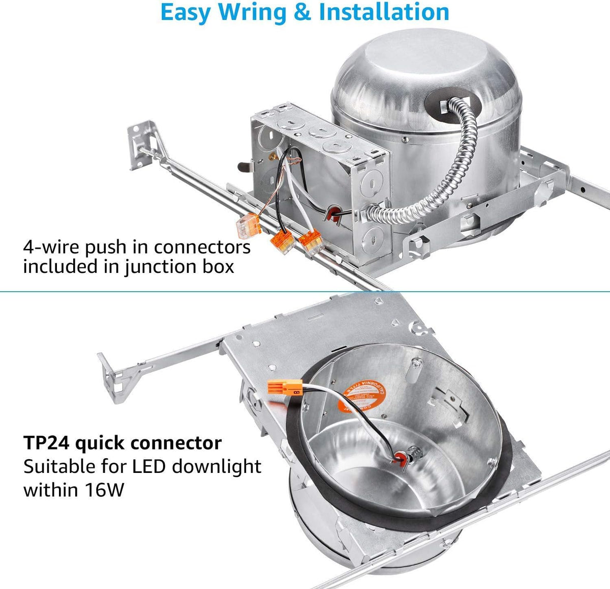 8 Pack 6 Inch IC Rated Air Tight Recessed Housing J664825