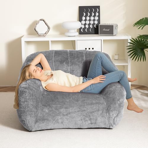 Beige Giant Bean Bag Chair with Armrests K229