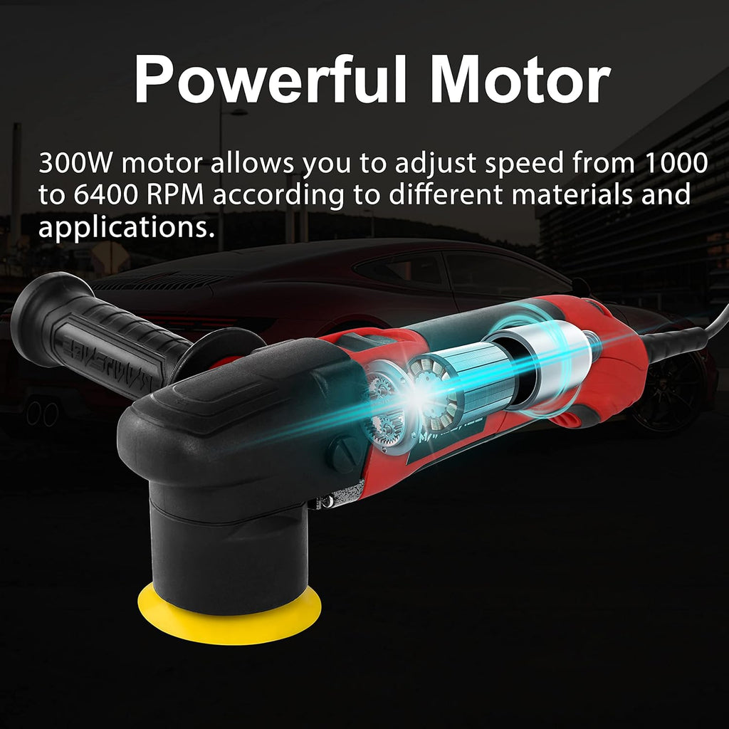 3-Inch Dual Action Car Polisher with 4 Foam and 1 Wool Pads W55069