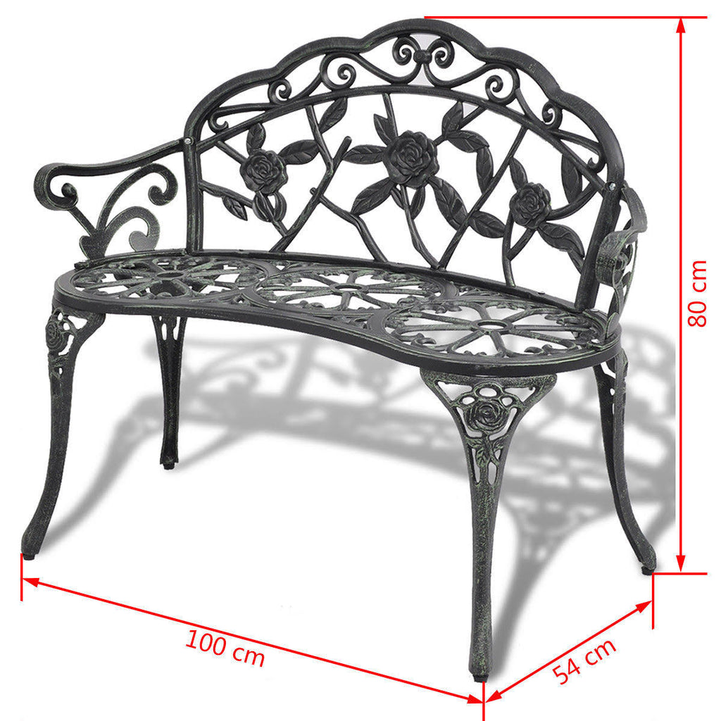 Green Cast Aluminum Outdoor Patio Bench X4589