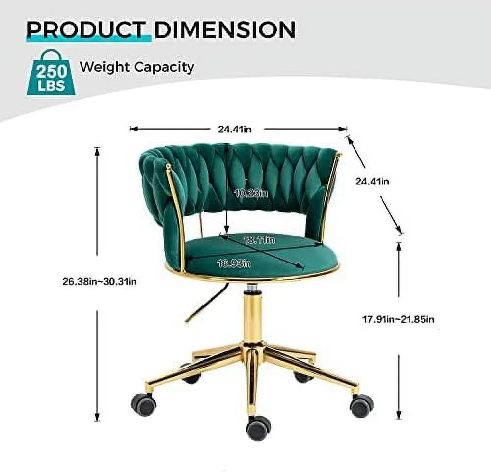 Velvet Swivel Office Chair with Gold Base Q805771